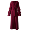 European And American Fashion Beaded Multi-layer Flared Sleeves with Solid Color Cardigan Robe