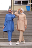  2022 Kurti Two Piece Maxi Burka 2pieces Women Suit Prayer Dubai Pants Islamic Clothing Top Thobe Modest Printing Muslim Blouse Set