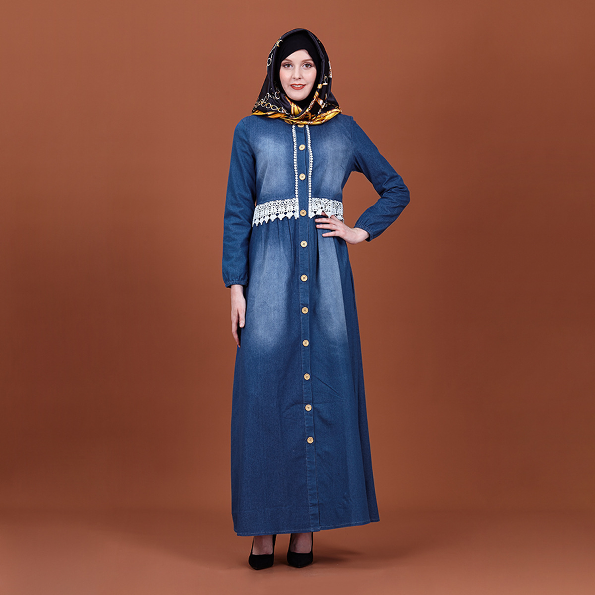 2022 Muslim Muslim Denim Dress Cross-border Women's Clothing