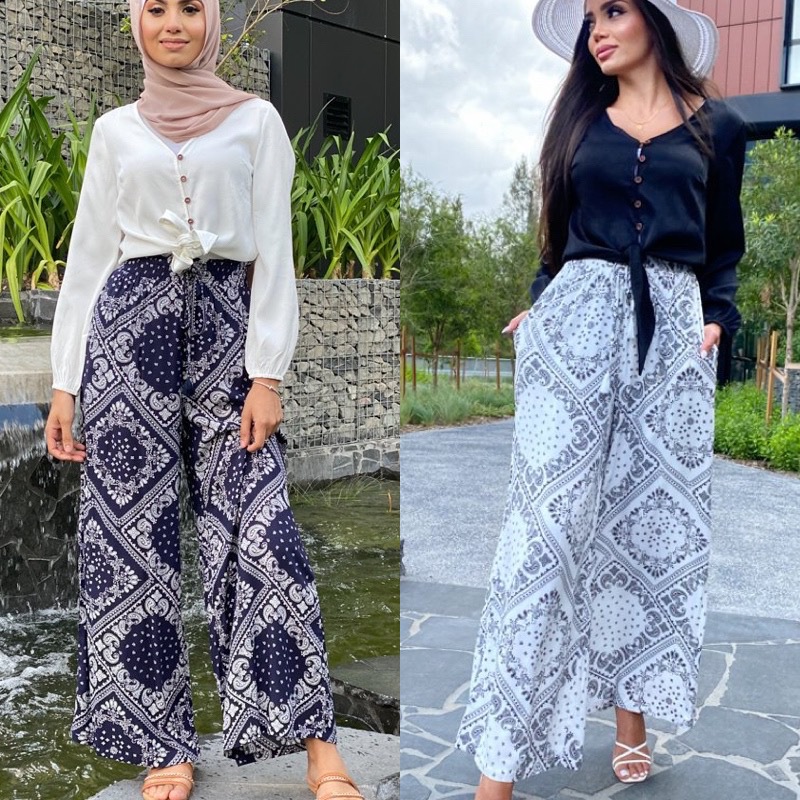  Arabic Jeans Islamic Clothing 2022 Prayer Modern Internet Celebrities Modest Wide-Leg Dubai Burka Kurti Lady Fashion Women Muslim Wide Leg Pants Trousers