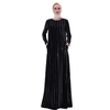 INS Autumn And Winter Vertical Striped Gold Velvet Long Skirt Muslim Women's Long-sleeved Warm Dress on Behalf of Hair