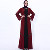 Simple and fashionable summer long-sleeved cardigan with Muslim women's gold belt Open Abaya cross-border issue