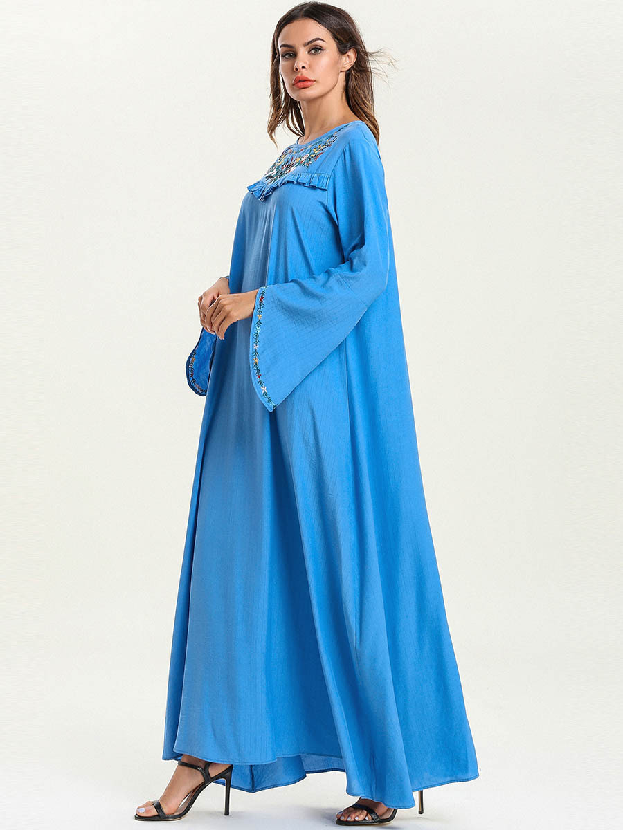  Prayer Clothes Modest Embroidery Turkish Kebaya Maleisie Robe Femme Musulman Women Vetement Femme Dubai Islamic Clothing Vêtements Borka Maxi Dress Abaya