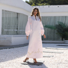 2022 Muslim new style elegant long-sleeved embroidery Arabian loose and comfortable white Middle Eastern women's long skirt