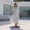 2022 Muslim New Arab Solid Color Front Short Back Long Elegant Embroidery Round Neck Long-sleeved Muslim Long Skirt