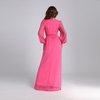2022 Muslim Pink Waist Elegant Dress Long Skirt Abaya