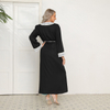 2022 Muslim Southeast Asia New Fashion Simple Middle East Elegant Lace Muslim Loose Black Jacket