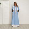 2022 Muslim Southeast Asia New Arab Solid Color Stitching Fashion Simple Belt Pocket Loose Elegant Middle East Jacket