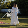 2022 Muslim New Style Elegant And Thin Lace-up White Muslim Fashion Sequins Ethnic Style Foreign Trade Middle Eastern Women's Clothing