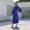2022 Muslim Arabic Blue Simple Loose Elegant Ruffle Sleeve Abaya Muslim Dress Women