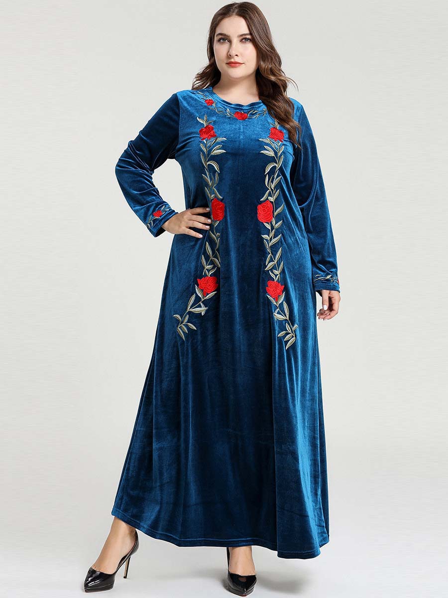  Robe Femme Musulman Modest Embroidery Borka Vêtements Dubai Islamic Clothing Prayer Clothes Turkish Women Vetement Femme Kebaya Maleisie Maxi Dress Abaya