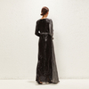 2022 Muslim Black Fashion Middle East Southeast Asia High Stretch Crystal Linen Muslim Sequined Dress