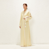 2022 Muslim Long Sleeve Loose Elastic Milk Silk Tassel Light Yellow National Style Elegant Fashion Robe