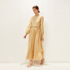 2022 Muslim New Dubai Elegant Loose Print Round Neck Middle East Chiffon Single Layer Long Skirt