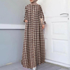 2022 Muslim Ethnic Clothing Muslim Long Skirt Plus Size Women's Long-sleeved Loose Plaid Long Dress
