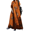 2022 Muslim Amazon Autumn Printed Cotton Linen Retro Ethnic Style Loose Long Sleeve Large Swing Dress