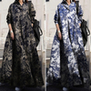 2022 Plus Size Women's Amazon Autumn Print Cotton And Linen Dress Retro Ethnic Clothes Loose Long-sleeved Large Swing Dress