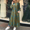 2022 Muslim Plus Size Women's Clothing Wholesale Printed Cotton Temperament Commuter Long-sleeved Loose-fitting Dress