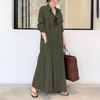 2022 Plus Size Women's New Style Muslim Spring And Autumn Long-sleeved Simple Loose Casual Long Lapel Shirt Dress