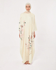 SIPO Wholesale High Quality Solid Color Muslim Women Dress Kaftan Long Sleeve with Flower Print