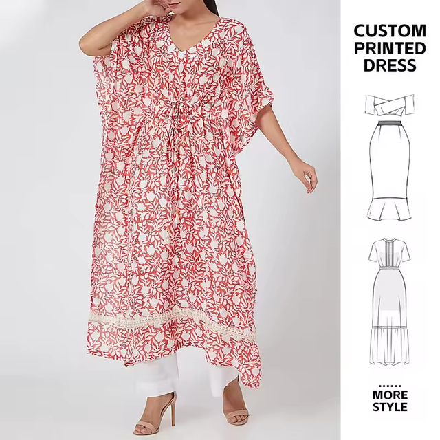 SIPO Oem Summer Short Sleeve Beachwear Dresses Viscose Boho Trendy 2 Piece Kaftan Pants Set