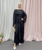 SIPO 2 Piece Open Abaya Turkey Matching Muslim Sets Hijab Dress Eid Satin Abayas for Women Dubai Inner Dresses