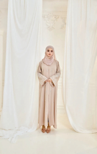 SIPO Ramadan OEM/ODM Embroidery Abayas Malaysia Champagne Floral Abaya Women's Dress Muslim Islamic Modest Wear 