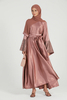 SIPO 2024 Latest Traditional Muslim Luxury Satin Closed Abaya with Embellished Lace Cuffs 