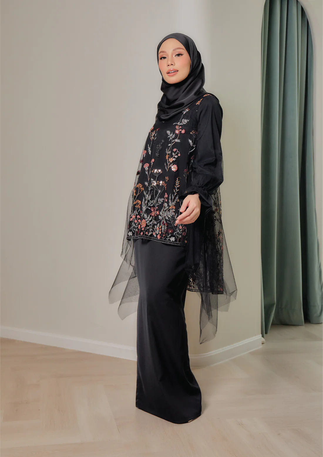 SIPO Newest Design Hot Sale Malaysia Baju Kurung Style Women Dress Netting Sequin Lace with Full Lining Baju Kurung A-Line Cutting Modern Baju Kurung