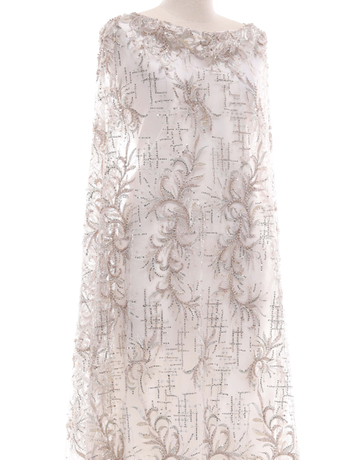 Embroidery Lace PEARL BEADED LACE IN BROWN