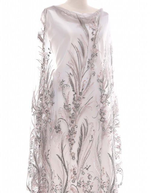 Embroidery Lace KINSLEY BEADED LACE IN CHARCOAL GREY