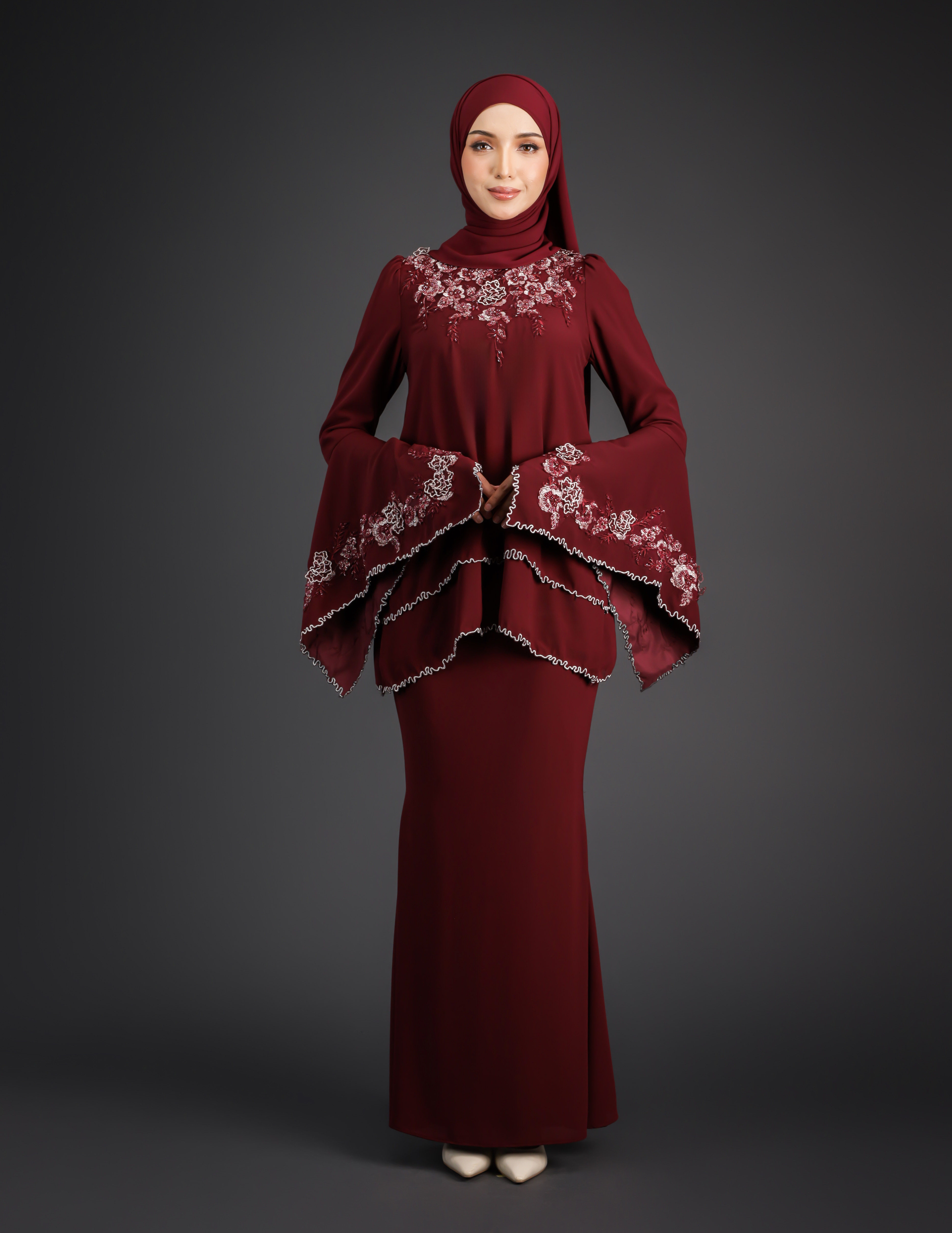 SIPO Wholesale Price New Baju Kurung Malaysia 2-layer Kurung with Embroidery And Lace Muslim Women Dress Mini Kurung 