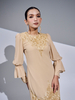 SIPO Wholesale Latest 2024 Factory Price Elegant Muslim Dress Malaysia Baju Kurung Sequin Lace And Mini Puff Shoulder Women Dress