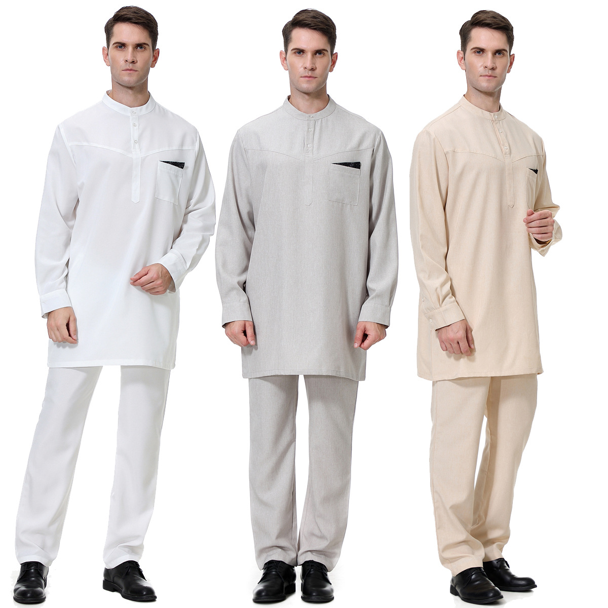 Malaysia Modern Comfortable Cotton Breathable Long Sleeve Kebaya Islamic Muslim Men Baju Kurung