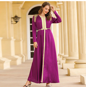 Latest Designs Turkish Luxurious Satin Muslim Islamic Women Abaya Dresses Clothing