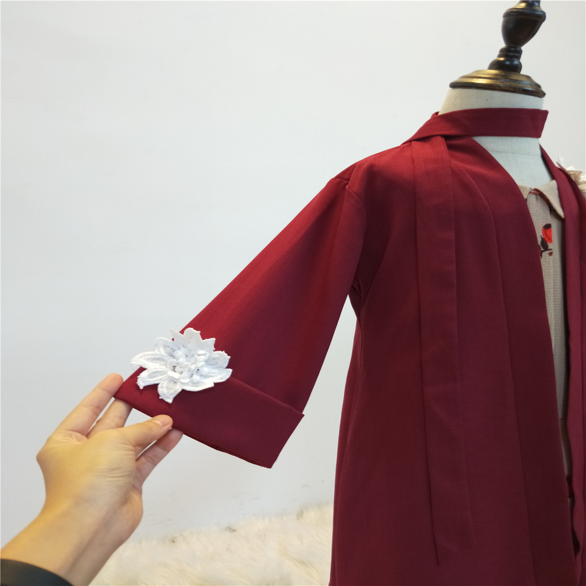 Wholesale Floral Child Kid Modest Muslim Islamic Open Abaya Kimono Cardigan (4)