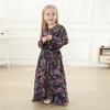 Button Ethnic Digital Printing Kid Child Modest Muslim Islamic Abaya Maxi Dress