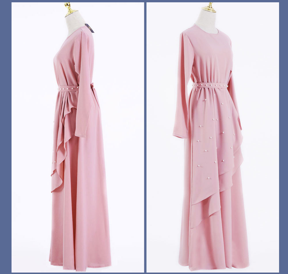Adult Arab Abaya Moroccan Ladies Islamic Clothing layered Dress With Belt (5)