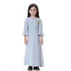 Wholesale Round Neck Long Sleeves Trumpet Cuff Muslim Islamic Kids Causal Clothing Dress Girls Abaya