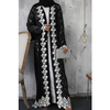 Middle East Black Lace Stitching White Lace Dubai Islamic Turkish Modest Cardigan Kimono