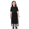 Middle East Solid Crew Neck Breathable High Elastic Muslim Islamic Kids Clothing Dress Girls Abaya