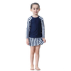 Kids Color Stitching Striped Long Sleeve And Skirts Three-Piece Islamic Muslim Swimsuit Swimwear