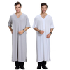 Arabian V-Neck Highly Elastic Jubba Breathable Short Sleeve Muslim Islamic Clothes Robe Men Thobes