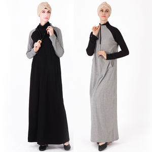 Black And Grey Tracksuit Sport New Style Abaya Islamic Clothing Arab Long Dress