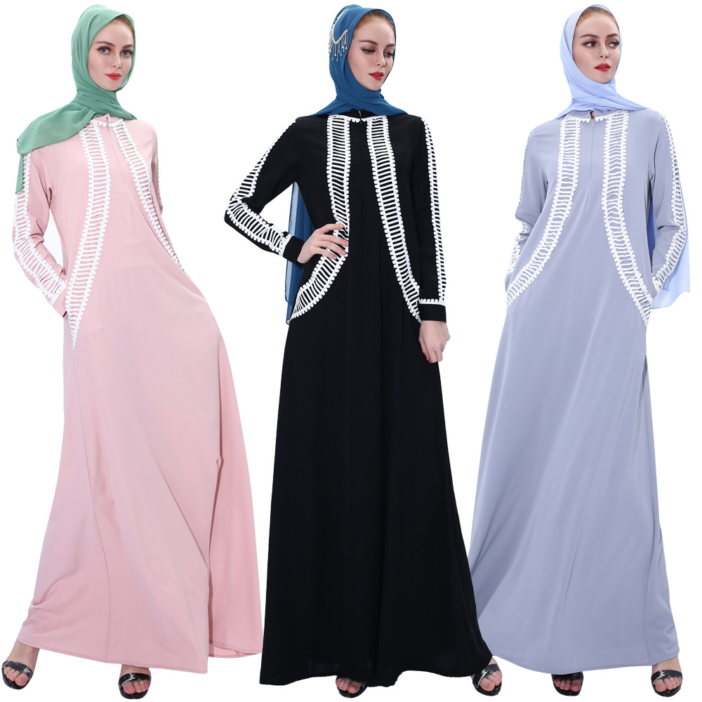 Online Islamic Abaya High Collar Maxi Dresses Clothing Dress For Women Muslim