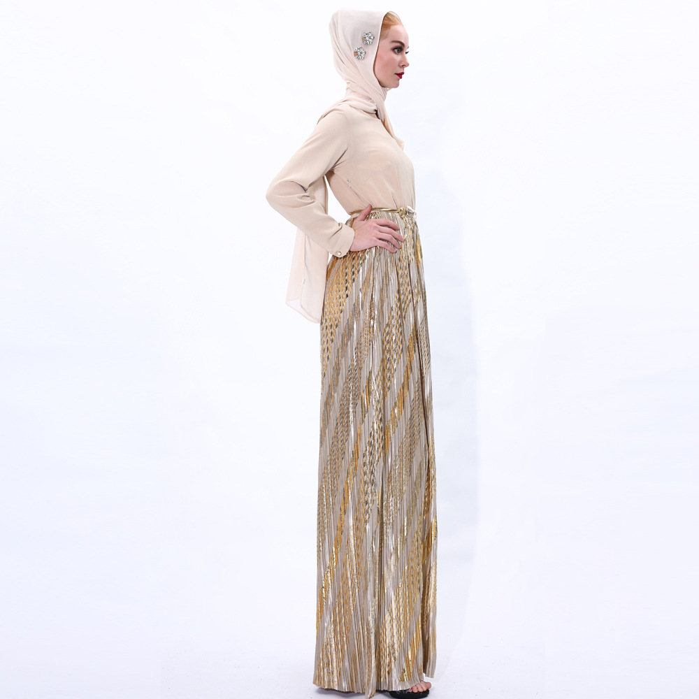 Fashion Islamic Abaya Round Neck Maxi Dress Muslim Clothing Women Dress