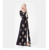 Embroidery Flower Muslim Islamic Clothing Kimono Cardigan Front Open Abaya
