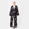 Embroidery Flower Muslim Islamic Clothing Kimono Cardigan Front Open Abaya