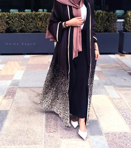 Digital Printed Irregular Gradient Islamic Muslim Women Kimono Open Dress Abaya