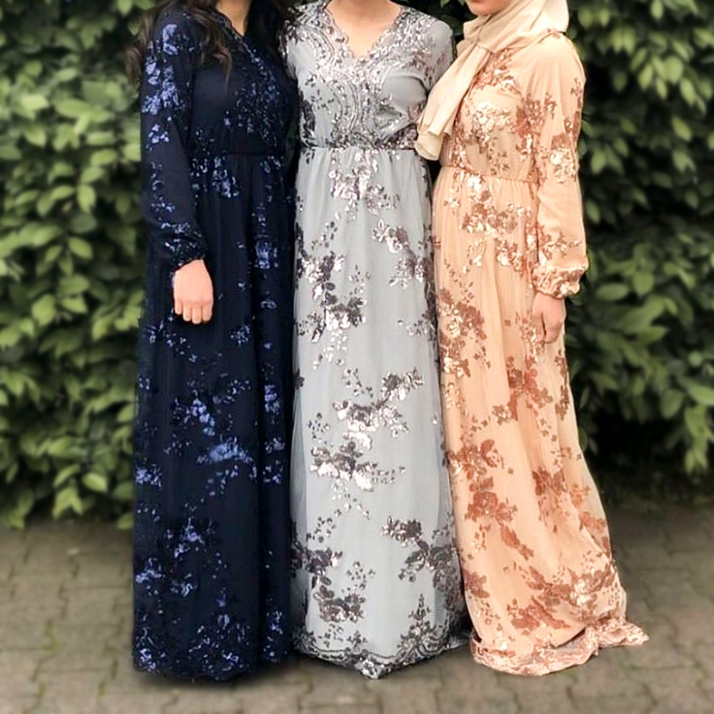 Middle East Dubai Saudi Double Layer Dresses Umbrella Cut Muslim Islamic Dress